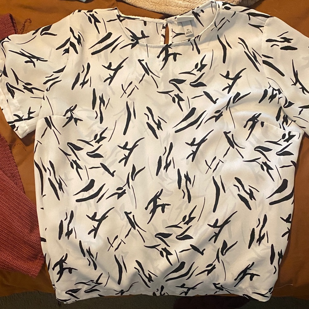 A New Day Black and White Abstract Blouse